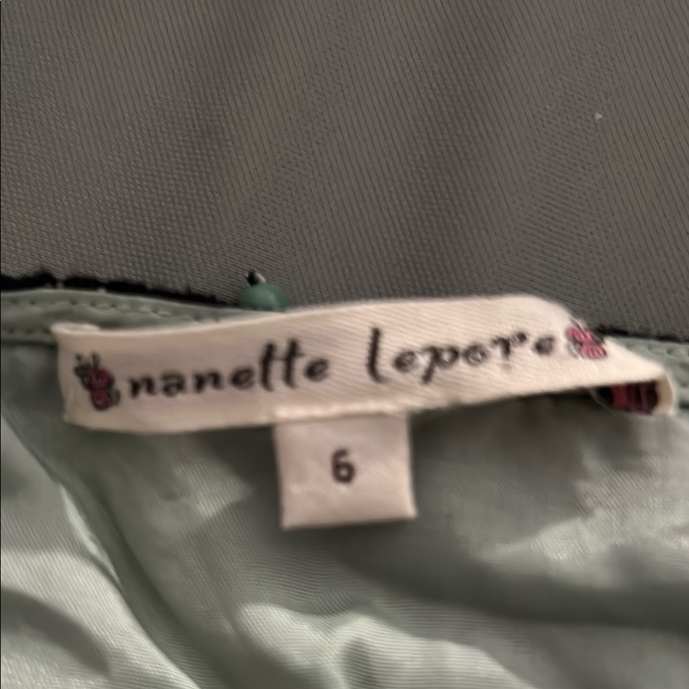 Nanette Lepore Black Lace Top with Turquoise Accents - Picture 9 of 10